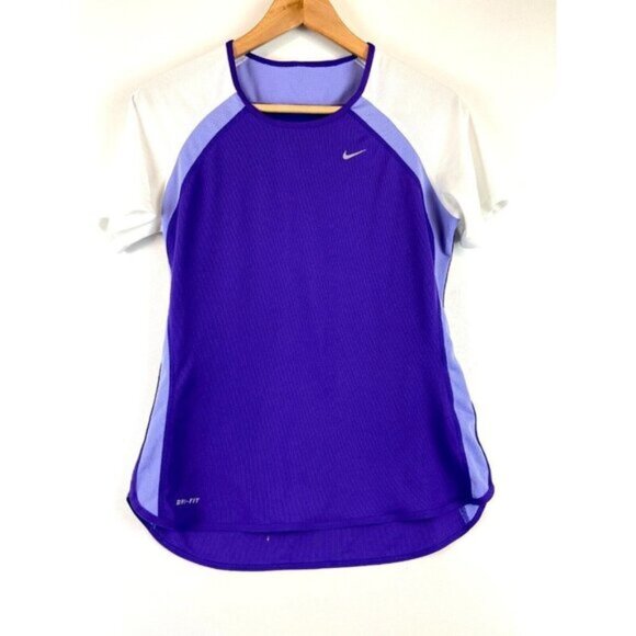 Nike Womens DriFit Purple and White Active Shirt Size Medium - Picture 1 of 4